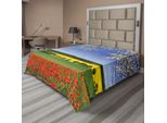 Abakuhaus Lenzuolo Con Fiori, Campo Di Papaveri Con Paesaggio Primaverile E Alberi In Fiore In Un Prato Naturale, Lenzuolo Morbido E Confortevole Per Un Letto Decorativo, 1 Pezzo, 244 Cm X 205 Cm, Multicolore