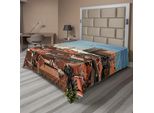 Abakuhaus Lenzuolo Europeo, Vista Del Portogallo Centrale Con Tetti A Punta, Mare, Città Antica, Città Nostalgica, Lenzuolo Superiore Morbido E Confortevole Per Un Letto Decorativo, 1 Pezzo, 244 Cm X 205 Cm, Multicolore