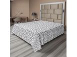Abakuhaus Lenzuolo Grigio, Motivo Floreale Orientale, Motivo Etnico Retrò, Arte Boho Moderna E Grafica, Lenzuolo Morbido E Confortevole Per Un Letto Decorativo, 1 Pezzo, 244 Cm X 205 Cm, Grigio Bianco