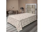 Abakuhaus Lenzuolo Beige, Motivi Floreali Barocchi Curvi Regolari, Stile Retrò In Stile Mod, Lenzuolo Morbido E Confortevole Per Un Letto Decorativo, 1 Pezzo, 190 Cm X 100 Cm, Beige