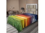 Abakuhaus Lenzuolo Naturale, Orizzonte Mistico Con Nuvole Scure E Temporalesche, Prato Con Tramonto, Immagine, Lenzuolo Morbido E Confortevole Per Un Letto Decorativo, 1 Pezzo, 260 Cm X 168 Cm, Multicolore