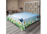 Abakuhaus Lenzuolo Con Farfalle, Margherite Con Farfalle, Cielo Panoramico, Camomilla, Natura, Felicità, Arte, Lenzuolo Morbido E Confortevole Per Un Letto Decorativo, 1 Pezzo, 266 Cm X 260 Cm, Multicolore