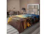Abakuhaus Lenzuolo Ocean, Immagine Di Palme Su Spiaggia Esotica Al Tramonto, Onde Dell'oceano, Paradiso Dominicano, Lenzuolo Morbido E Confortevole Per Un Letto Decorativo, 1 Pezzo, 260 Cm X 168 Cm, Multicolore