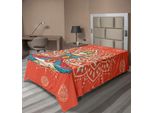 Abakuhaus Lenzuolo Da Yoga, Tecnica Yoga Con Costume Etnico Disciplina Zen Corpo Mente Ornamenti Motivi, Lenzuolo Morbido E Confortevole Per Un Letto Decorativo 1 Pezzo 190 Cm X 100 Cm, Crema Rosso Verde Acqua
