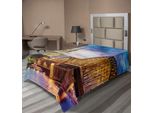 Abakuhaus Lenzuolo Europeo, Duomo Illuminato A Colonia, Ponte Antico E Tramonto Sul Reno, Stampa Culturale, Lenzuolo Morbido E Confortevole Per Un Letto Decorativo, 1 Pezzo, 260 Cm X 168 Cm, Multicolore