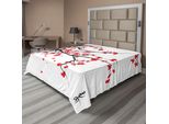 Abakuhaus Lenzuolo Naturale, Fiori Di Ciliegio, Ciliegio Giapponese, Giardino, Estate, Stampa Grafica Culturale, Lenzuolo Morbido E Confortevole Per Un Letto Decorativo, 1 Pezzo, 275 Cm X 260 Cm, Grigio E Vermiglio