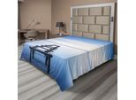 Abakuhaus Lenzuolo Paesaggio, Vecchio Molo Sul Lago Con Cielo E Orizzonte, Immagine Di Natura Tranquilla, Lenzuolo Morbido E Confortevole Per Un Letto Decorativo, 1 Pezzo, 266 Cm X 260 Cm, Marrone, Bianco, Blu