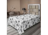 Abakuhaus Lenzuolo Grigio, Grafica Moderna Con Fiori E Rami Con Motivi Semplici E Puri, Stampa Artistica Boho, Lenzuolo Morbido E Confortevole Per Un Letto Decorativo, 1 Pezzo, 260 Cm X 168 Cm, Grigio Bianco