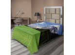 Abakuhaus Lenzuolo Naturale, Pittoresca Montagna Con Strade Di Campagna, Stampa Dell'antico Paesaggio Italiano, Lenzuolo Morbido E Confortevole Per Un Letto Decorativo, 1 Pezzo, 260 Cm X 168 Cm, Blu Evergreen