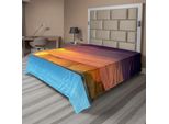 Abakuhaus Lenzuolo Ocean, Drammatico Tramonto Estivo Sul Lago Con Enorme Scogliera Colori Immagine Nuvolosa, Morbido E Confortevole Lenzuolo Superiore Per Un Letto Decorativo 1 Pezzo 260 Cm X 228 Cm, Giallo Viola Blu