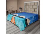 Abakuhaus Lenzuolo Paesaggistico, Maldive Dock Con Acqua Cristallina, Design Tropicale Polinesiano, Lenzuolo Morbido E Confortevole Per Un Letto Decorativo, 1 Pezzo 266 Cm X 260 Cm, Turchese Azzurro Blu