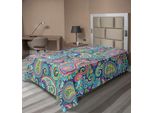 Abakuhaus Lenzuolo Paisley, Elementi Tradizionali Paisley A Forma Di Foglia Con Motivo Orientale Nel Disegno Del Tessuto, Lenzuolo Morbido E Confortevole Per Un Letto Decorativo 1 Pezzo 260 Cm X 168 Cm, Multicolore