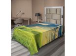 Abakuhaus Lenzuolo Naturale, Paesaggio Estivo Con Erba, Nuvole E Campagna, Stampa Innovativa, Lenzuolo Morbido E Confortevole Per Un Letto Decorativo, 1 Pezzo, 190 Cm X 100 Cm, Blu Verde