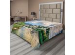 Abakuhaus Lenzuolo Europeo, Europa Dalla Regione Di Salisburgo Con Cielo Nuvoloso E Fiume In Austria, Lenzuolo Morbido E Confortevole Per Un Letto Decorativo 1 Pezzo 275 Cm X 260 Cm, Multicolore