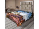 Abakuhaus Lenzuolo Europeo, Vecchia Cattedrale E Palazzo Reale Nella Città Urbana Di Madrid Europa Immagine Stampata, Lenzuolo Morbido E Confortevole Per Un Letto Decorativo 1 Pezzo 244 Cm X 205 Cm, Multicolore