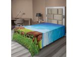 Abakuhaus Lenzuolo Con Elefanti, Famiglia Di Elefanti, Stampa Con Savana Africana E Cielo, Lenzuolo Morbido E Confortevole Per Un Letto Decorativo, 1 Pezzo, 190 Cm X 100 Cm, Verde, Marrone, Blu