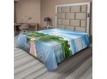 Abakuhaus Lenzuolo Paesaggistico, Foto Scattata Da Un Molo Di Legno Sul Mare E Sulla Foresta, Stampa Cielo E Lago, Lenzuolo Morbido E Confortevole Per Un Letto Decorativo, 1 Pezzo, 244 Cm X 205 Cm, Multicolore