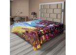 Abakuhaus Lenzuolo SeestüCk, Con Fiori Colorati, Alberi, Sabbia Dorata, Spiaggia, Paesaggio Marino, Stampa Estiva, Lenzuolo Morbido E Confortevole Per Un Letto Decorativo, 1 Pezzo, 260 Cm X 228 Cm, Blu, Rosa, Crema