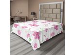 Abakuhaus Lenzuolo Con Fiori, Hibiscus Bloom Flowers Su Sfondo Semplice Con Motivo Floreale, Morbido E Confortevole Lenzuolo Superiore Per Un Letto Decorativo 1 Pezzo 260 Cm X 228 Cm, Bianco Rosa