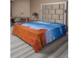 Abakuhaus Lenzuolo Occidentale, Monument Valley Nel Selvaggio West Foto Storica Dei Cieli Americani, Lenzuolo Morbido E Confortevole Per Un Letto Decorativo 1 Pezzo 260 Cm X 228 Cm, Arancione Bruciato E Blu