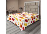 Abakuhaus Lenzuolo, Foglie Autunnali Colorate Su Sfondo Bianco, Design Stagionale, Grafica Moderna, Lenzuolo Morbido E Confortevole Per Un Letto Decorativo, 1 Pezzo, 275 Cm X 260 Cm, Rosso, Arancione, Giallo