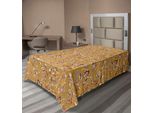 Abakuhaus Lenzuolo Ocean, Motivo Con Pesci, Conchiglie, Stelle Marine, Cavallucci Marini, Creature Marine, Illustrazione Sea Life, Lenzuolo Morbido E Confortevole Per Un Letto Decorativo, 1 Pezzo, 260 Cm X 168 Cm, Marrone Senape