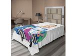 Abakuhaus Alice Nel Paese Delle Meraviglie Lenzuolo, Alice Libro Di Lettura Gatto Colorato Mondo Felice Immagine Personaggio Amorevole, Morbido E Confortevole Lenzuolo Superiore Per Un Letto Decorativo 1 Pezzo 190 Cm X 100 Cm, Multicolore