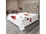 Abakuhaus Lenzuolo Con Fiori Acquerellati, Fiori In Stile Acquerello, Elementi Naturali Romantici E Drammatici, Lenzuolo Morbido E Confortevole Per Un Letto Decorativo, 1 Pezzo, 260 Cm X 228 Cm, Arancione E Bianco