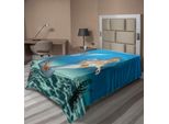 Abakuhaus Lenzuolo Con Sirena, Grafica Sirena Nell'oceano Tropicale Magico Leggendario Fiabesco, Lenzuolo Morbido E Confortevole Per Un Letto Decorativo 1 Pezzo 260 Cm X 168 Cm, Blu Mare