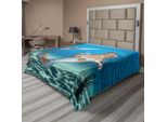 Abakuhaus Lenzuolo Con Sirena, Grafica Sirena Nell'oceano Tropicale Magica Leggenda Fiabesca, Lenzuolo Morbido E Confortevole Per Un Letto Decorativo 1 Pezzo 266 Cm X 260 Cm, Blu Mare