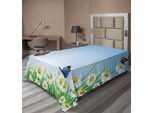 Abakuhaus Lenzuolo Con Farfalle, Margherite Con Farfalle, Cielo Panoramico, Camomilla, Natura, Felicità, Arte, Lenzuolo Morbido E Confortevole Per Un Letto Decorativo, 1 Pezzo, 190 Cm X 100 Cm, Multicolore