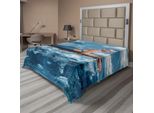 Abakuhaus Lenzuolo Con Sirena, Stampa Artistica Grafica Ragazza Sirena Su Una Roccia Nel Mare Personaggio, Lenzuolo Morbido E Confortevole Per Un Letto Decorativo 1 Pezzo 266 Cm X 260 Cm, Blu Navy Bianco