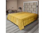 Abakuhaus Lenzuolo In Bambù, Foglie Di Stelo, Motivo Orientale Naturale In Legno, Tema Zen Asiatico Naturale Selvaggio, Lenzuolo Morbido E Confortevole Per Un Letto Decorativo, 1 Pezzo, 275 Cm X 260 Cm, Giallo