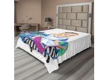 Abakuhaus Alice Nel Paese Delle Meraviglie Lenzuolo, Alice Libro Di Lettura Gatto Mondo Colorato Felicità Immagine Personaggio Amorevole, Morbido E Confortevole Lenzuolo Superiore Per Un Letto Decorativo 1 Pezzo 266 Cm X 260 Cm, Multicolore