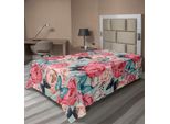 Abakuhaus Lenzuolo Con Farfalle, Peonie E Rose, Stampa Grafica Romantica In Stile Retrò, Lenzuolo Morbido E Confortevole Per Un Letto Decorativo, 1 Pezzo, 260 Cm X 168 Cm, Multicolore