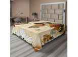 Abakuhaus Lenzuolo Con Mappa Del Mondo, Mappa Del Mondo Con Disegni Di Spezie Diverse E Simboli Grafici In Stile Boemo, Lenzuolo Morbido E Confortevole Per Un Letto Decorativo 1 Pezzo 266 Cm X 260 Cm, Multicolore