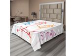 Abakuhaus Lenzuolo Con Uccelli, Graziosa Casetta Per Uccelli Colorata Con Uccelli In Volo Sul Tetto Immagine Di Animali, Lenzuolo Morbido E Confortevole Per Un Letto Decorativo 1 Pezzo 244 Cm X 205 Cm, Multicolore