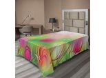 Abakuhaus Lenzuolo Con Fiori, Silhouette Di Tulipani Su Sfondo Moderno, Stampa Artistica Urbana, Lenzuolo Morbido E Confortevole Per Un Letto Decorativo, 1 Pezzo, 260 Cm X 168 Cm, Verde Rosa
