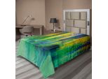 Abakuhaus Lenzuolo Con Fiori Acquerellati, Stile Astratto, Acquerello Primaverile, Pittura Artistica, Natura, Morbido E Confortevole Lenzuolo Superiore Per Un Letto Decorativo, 1 Pezzo, 190 Cm X 100 Cm, Verde Giallo