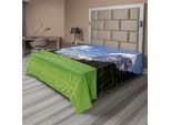 Abakuhaus Lenzuolo Naturale, Pittoresca Montagna Con Strade Di Campagna, Stampa Dell'antico Paesaggio Italiano, Lenzuolo Morbido E Confortevole Per Un Letto Decorativo, 1 Pezzo, 275 Cm X 260 Cm, Blu Evergreen
