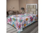 Abakuhaus Lenzuolo Con Fiori, Motivo Floreale Primaverile Retrò, Stile Funky Ispirato Alle Margherite Colorate BohéMien, Lenzuolo Morbido E Confortevole Per Un Letto Decorativo, 1 Pezzo 190 Cm X 100 Cm, Multicolore
