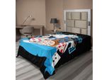 Abakuhaus Alice Nel Paese Delle Meraviglie Lenzuolo, Coniglietto Motion Cups Cuori E Fiori Personaggio Alice Stile Cartone Animato, Lenzuolo Morbido E Confortevole Per Un Letto Decorativo 1 Pezzo 260 Cm X 168 Cm, Multicolore