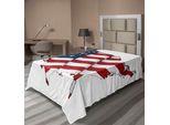 Abakuhaus Lenzuolo Con Mappa Del Mondo, Stampa Grafica Con Stelle Della Bandiera Americana, Lenzuolo Morbido E Confortevole Per Un Letto Decorativo, 1 Pezzo, 260 Cm X 168 Cm, Bianco, Rosso, Blu