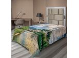 Abakuhaus Lenzuolo Europeo, Europa Dalla Regione Di Salisburgo Con Cielo Nuvoloso E Fiume In Austria, Morbido E Confortevole Lenzuolo Superiore Per Un Letto Decorativo 1 Pezzo 260 Cm X 168 Cm, Multicolore