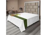 Abakuhaus Lenzuolo Per Animali, Rana Appollaiata Su Una Foglia Lunga E Sottile Foresta Pluviale Tropicale Animali Vita Selvaggia, Lenzuolo Morbido E Confortevole Per Un Letto Decorativo 1 Pezzo 260 Cm X 228 Cm, Verde Bianco