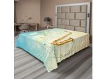 Abakuhaus Lenzuolo Musicale, Note Musicali Colorate Vibrazioni Di Sassofono Jazz Sfondo Illustrazione Stampa Artistica, Lenzuolo Morbido E Confortevole Per Un Letto Decorativo 1 Pezzo 260 Cm X 228 Cm, Multicolore