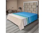 Abakuhaus Lenzuolo Da Letto Ocean, Golden Sandy Paradise Strant Sea E Sunny Sky Scenes Dream Room Nature Image, Morbido E Confortevole Lenzuolo Superiore Per Un Letto Decorativo 1 Pezzo 266 Cm X 260 Cm, Crema Blu