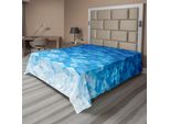 Abakuhaus Lenzuolo Geometrico, Sfumatura Geometrica, Texture Digitale Con Stampa Grafica A Mosaico Triangolare Pixel, Lenzuolo Morbido E Confortevole Per Un Letto Decorativo, 1 Pezzo, 266 Cm X 260 Cm, Azzurro