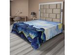 Abakuhaus Lenzuolo Paesaggio, Colline Sotto Un Cielo Fiabesco Con Il Riflesso Della Luna, Stampa Paesaggio Chiaro, Lenzuolo Morbido E Confortevole Per Un Letto Decorativo, 1 Pezzo, 275 Cm X 260 Cm, Giallo/Blu