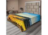 Abakuhaus Lenzuolo Italiano, Paesaggio Rurale Italiano Con Alberi, Prati E Cielo, Stampa Digitale, Lenzuolo Morbido E Confortevole Per Un Letto Decorativo, 1 Pezzo, 260 Cm X 228 Cm, Blu E Giallo